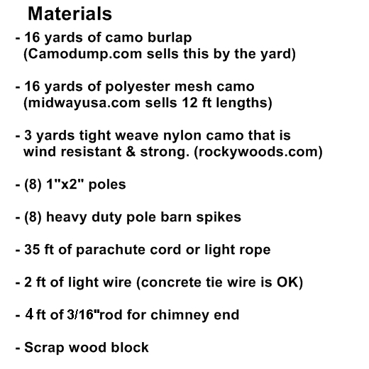 hunting ground blind materials